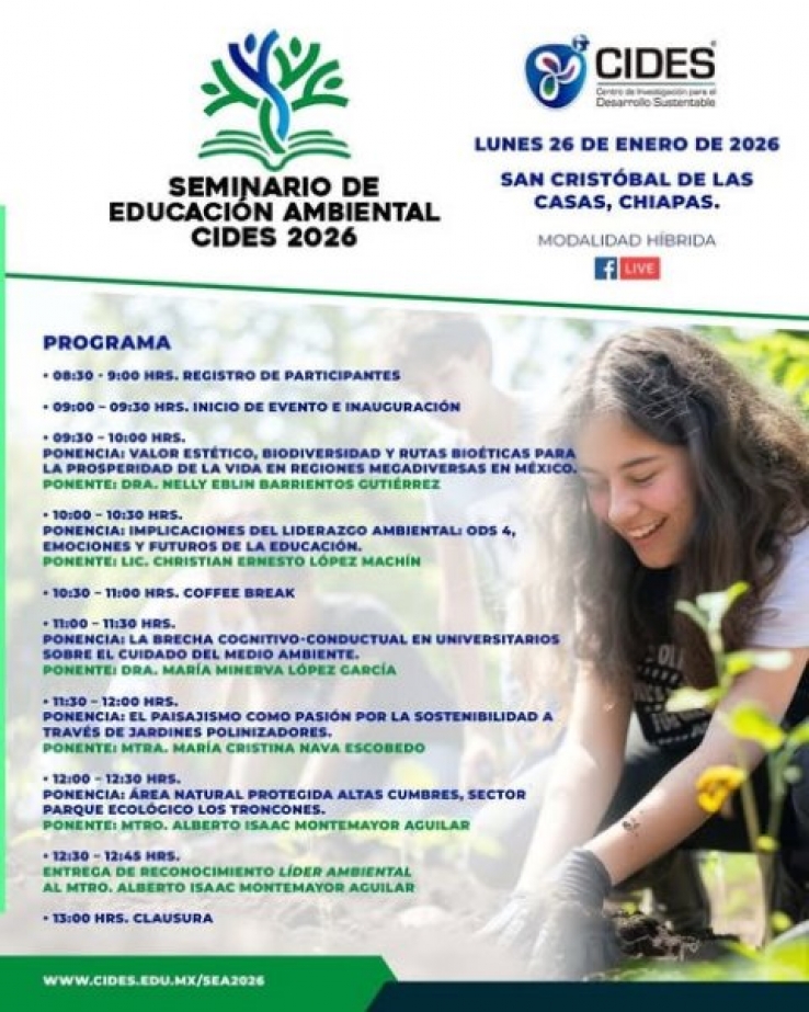 En San Crist&oacute;bal, realizar&aacute; CIDES el Primer Seminario de Educaci&oacute;n Ambiental 2026