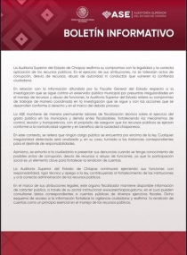 No se tolerar&aacute;n actos de corrupci&oacute;n, desv&iacute;o de recursos, abuso de autoridad ni conductas que vulneren la confianza ciudadana, advierte la ASE