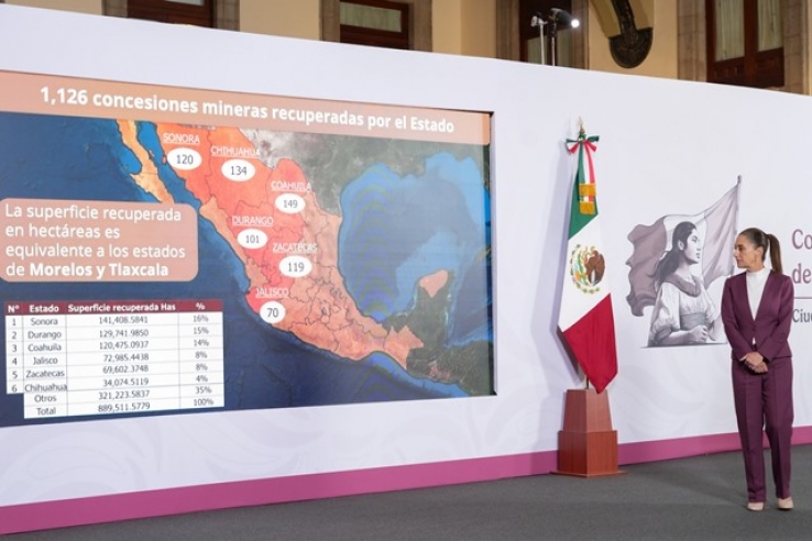 Presidenta Claudia Sheinbaum anuncia recuperaci&oacute;n de mil 126 concesiones mineras; representan 889 mil hect&aacute;reas y garantiza protecci&oacute;n de &aacute;reas naturales
